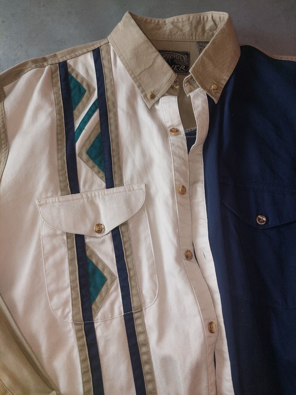 Vintage Spindle River Shirt Western Button Up Cowboy 90s- XL